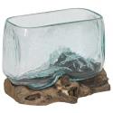 Decowood Glass G Rectangle 20x15x20 cm rechthoekige glazen vaas op boomstronk L decoratie